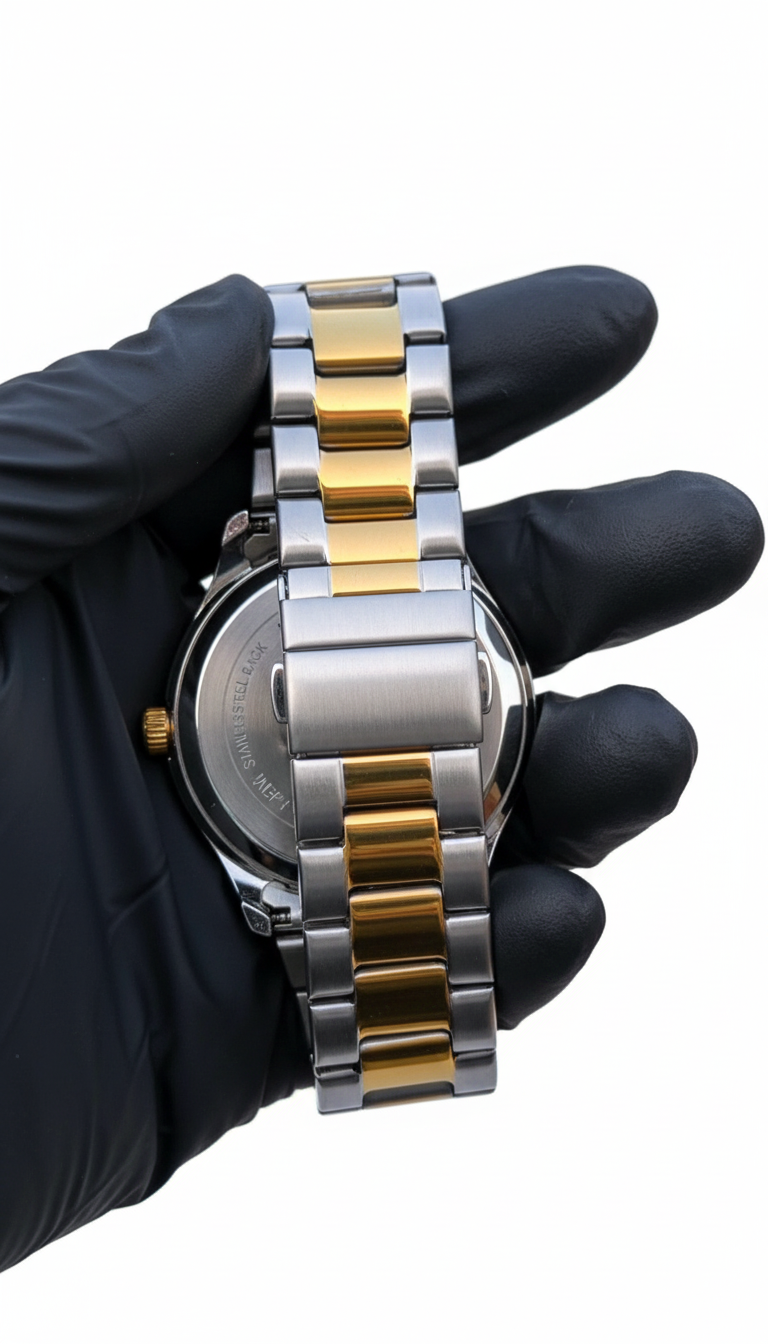 Elegant Stainless Steel Men’s Watch with Calendar Feature