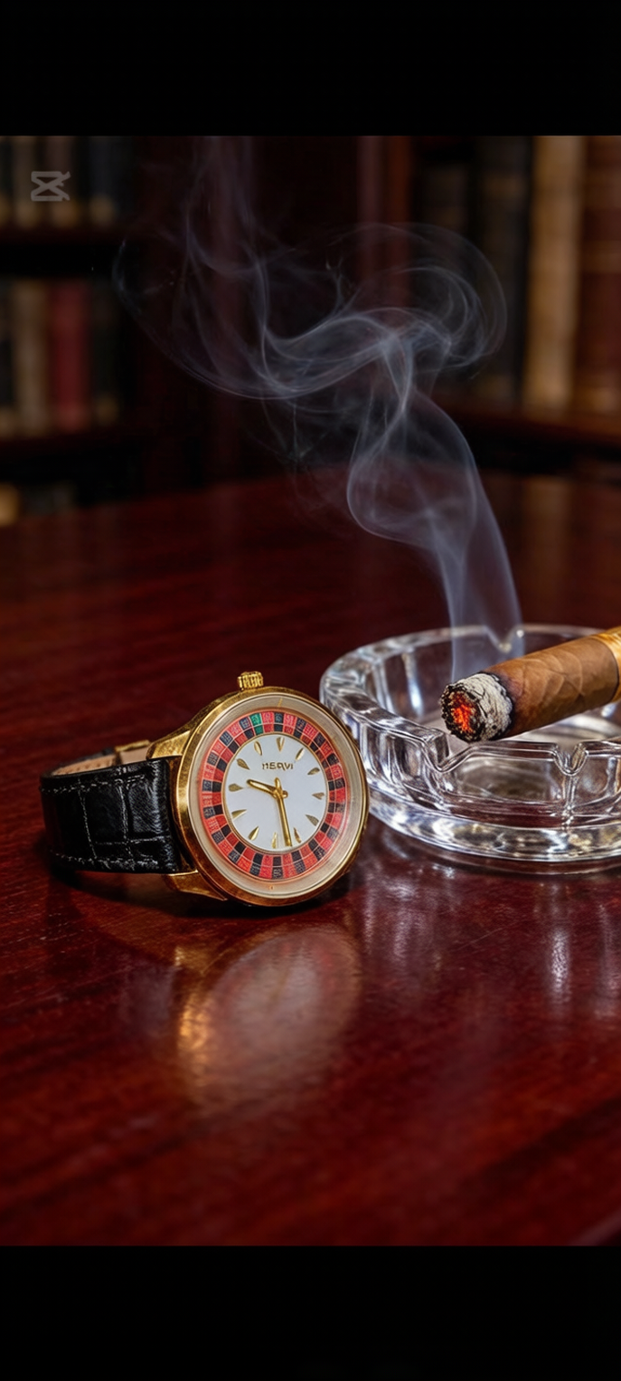 The Statement Piece: Kervi "Casino Royale" Gold-Tone Watch with Black Leather Strap