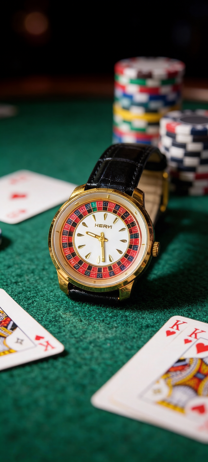 The Statement Piece: Kervi "Casino Royale" Gold-Tone Watch with Black Leather Strap