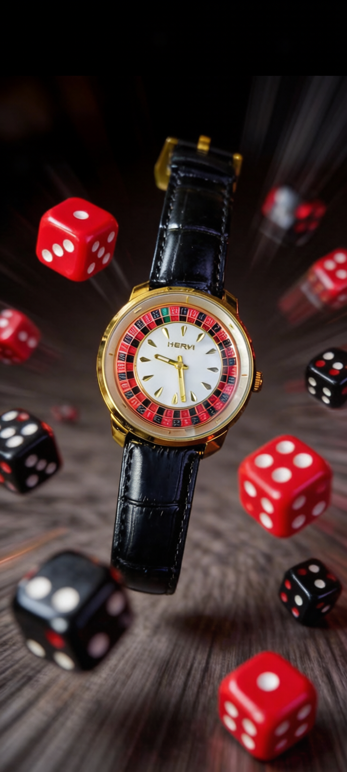 The Statement Piece: Kervi "Casino Royale" Gold-Tone Watch with Black Leather Strap