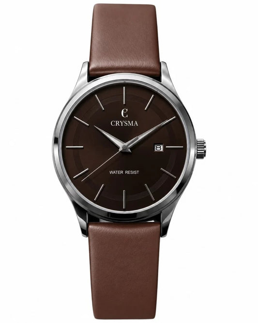Crysma CRL1046 Stomic Pure Leather Band Watch [Brown]