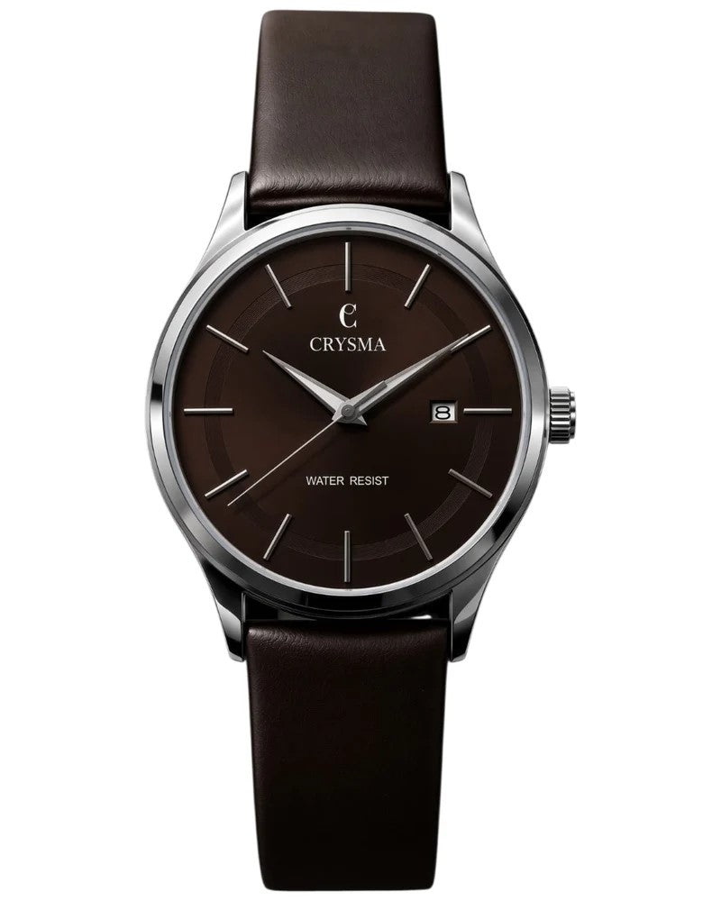 Crysma CRL1046 Stomic Pure Leather Band Watch [Coffee]
