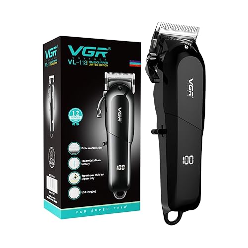 VGR VL-118 Limited Edition Professional Corded & Cordless Hair Clipper with LED Display 6 Length Settings | 200 min Runtime