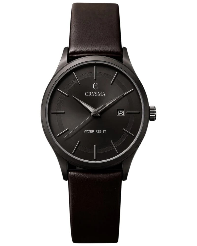 Crysma CRL1046 Stomic Pure Leather Band Watch [Brown/Gun Metal]