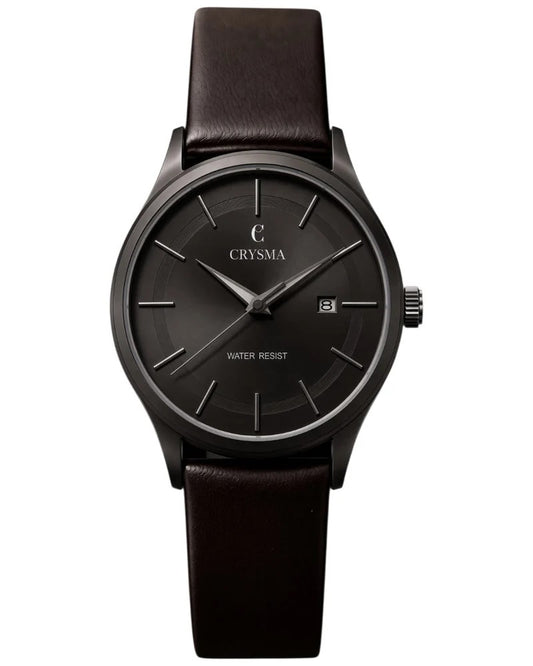 Crysma CRL1046 Stomic Pure Leather Band Watch [Brown/Gun Metal]