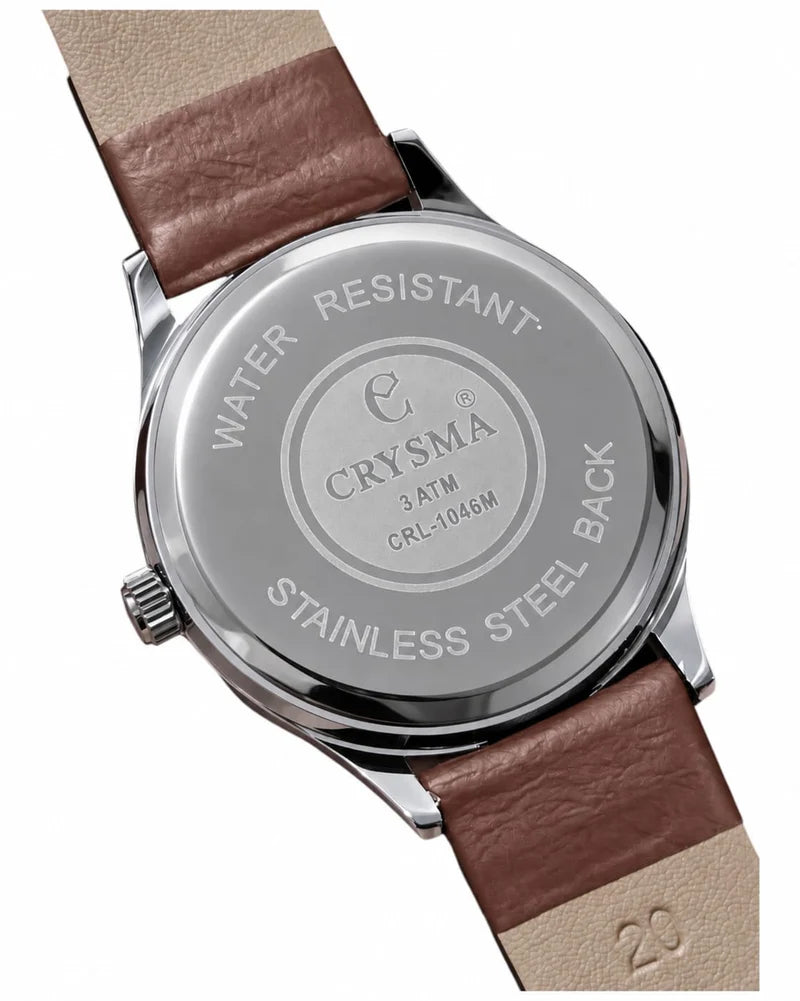 Crysma CRL1046 Stomic Pure Leather Band Watch [Brown]