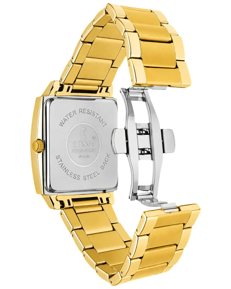 PREMIUM Square Dial Men Fashionable Chain Watch in GOLD