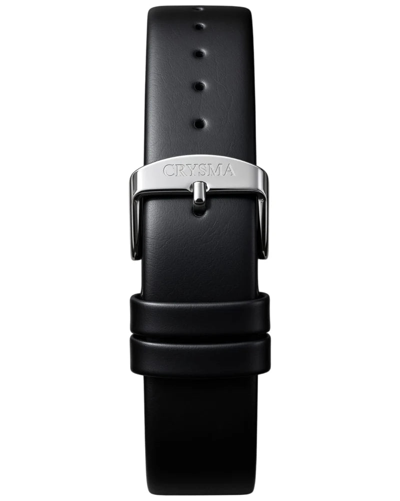 Crysma CRL1046 Stomic Pure Leather Band Watch [Black/Silver]