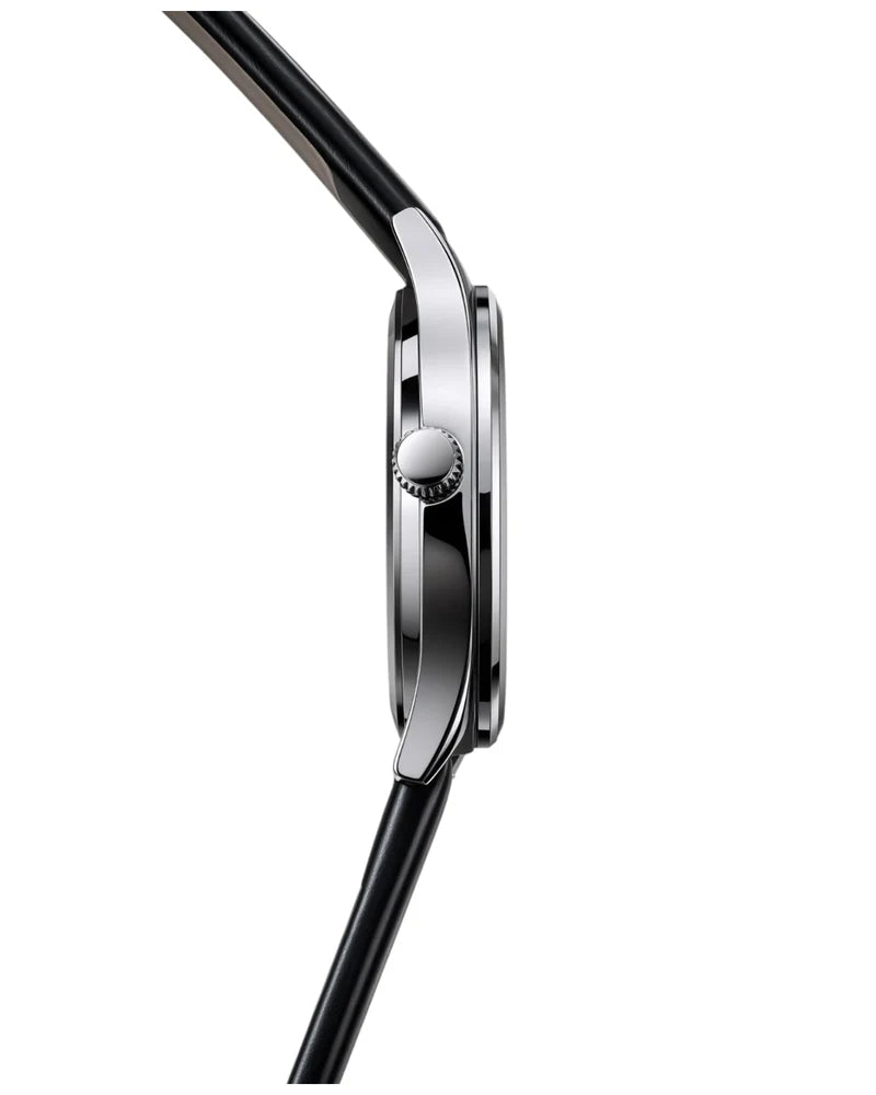 Crysma CRL1046 Stomic Pure Leather Band Watch [Black/Silver]