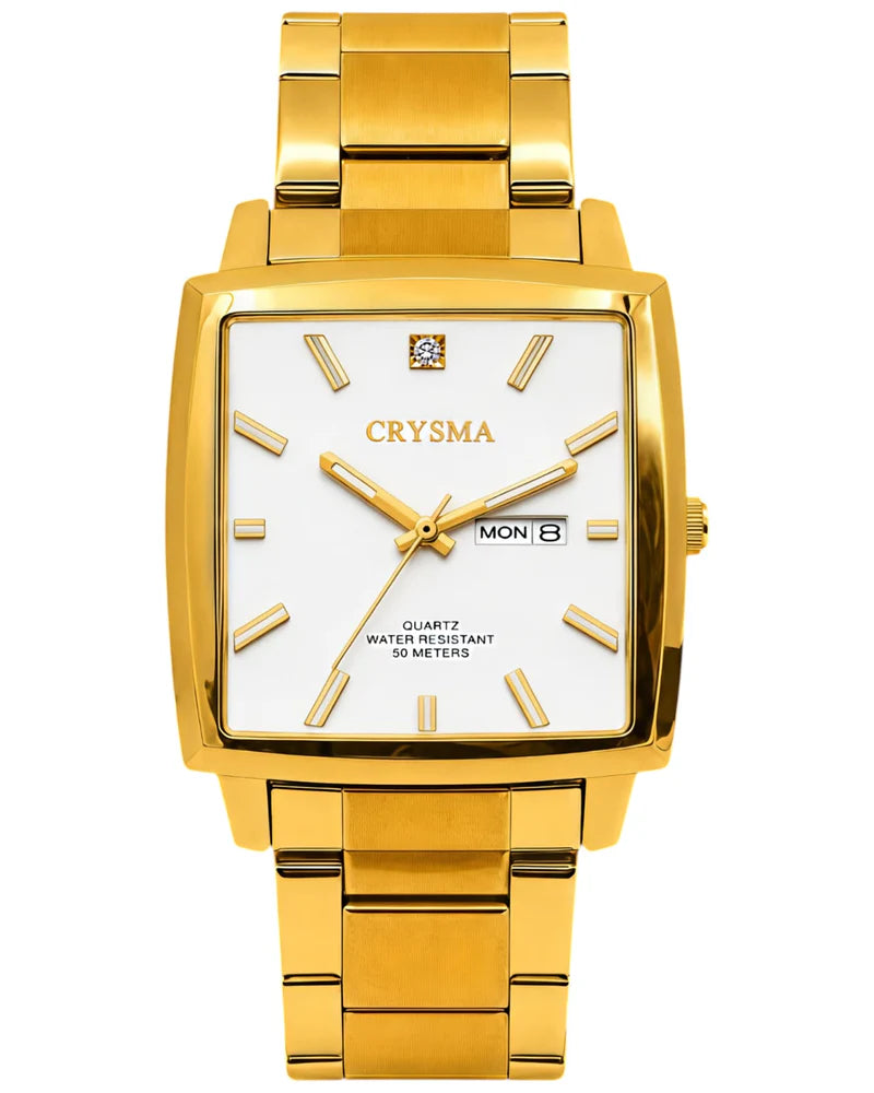 PREMIUM Square Dial Men Fashionable Chain Watch in GOLD