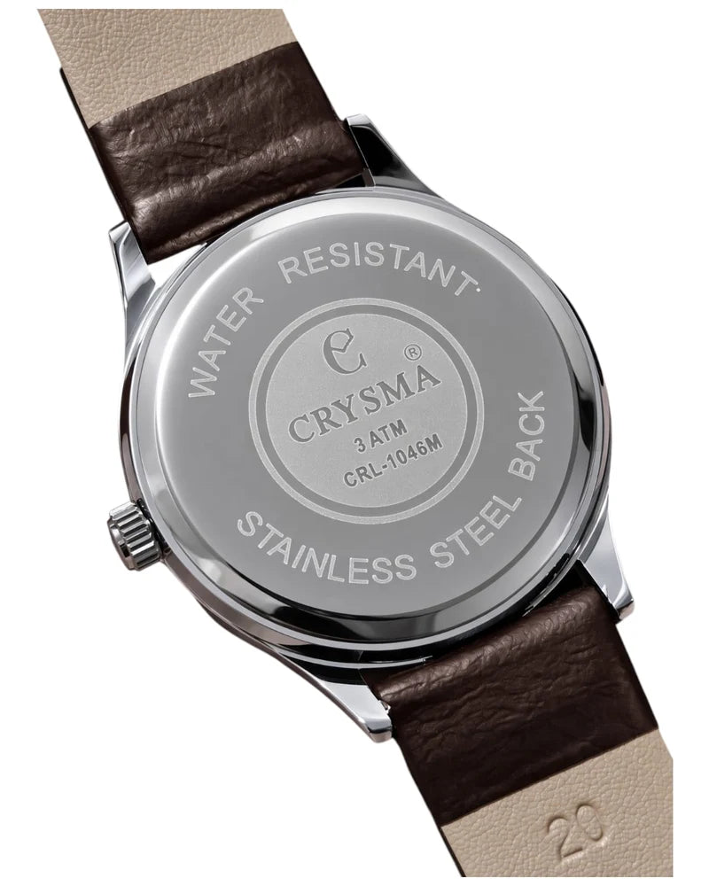 Crysma CRL1046 Stomic Pure Leather Band Watch [Brown/Gun Metal]