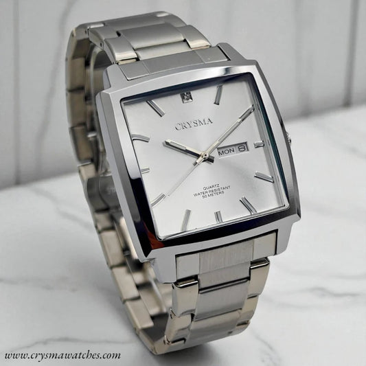 PREMIUM Square Dial Men Fashionable Chain Watch in SILVER