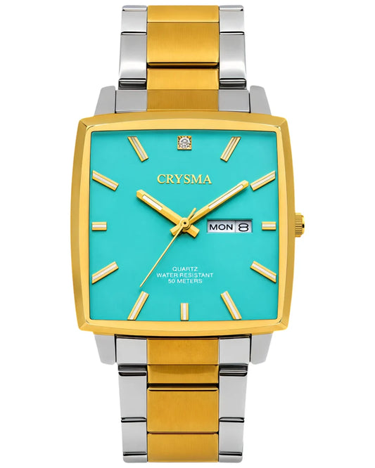 PREMIUM Square Dial Men Fashionable Chain Watch in DUAL TONE TIFFANY DIAL MEN