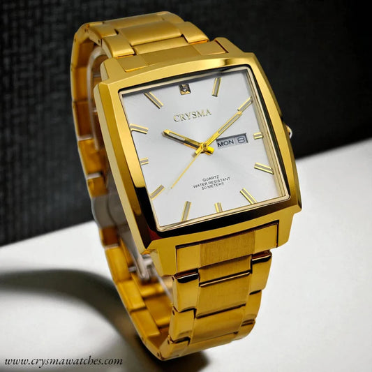 PREMIUM Square Dial Men Fashionable Chain Watch in GOLD