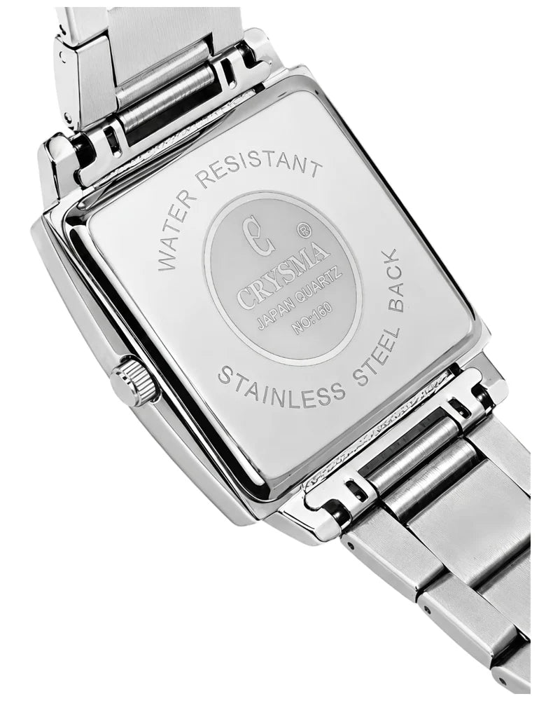 PREMIUM Square Dial Men Fashionable Chain Watch in SILVER  Black Dial
